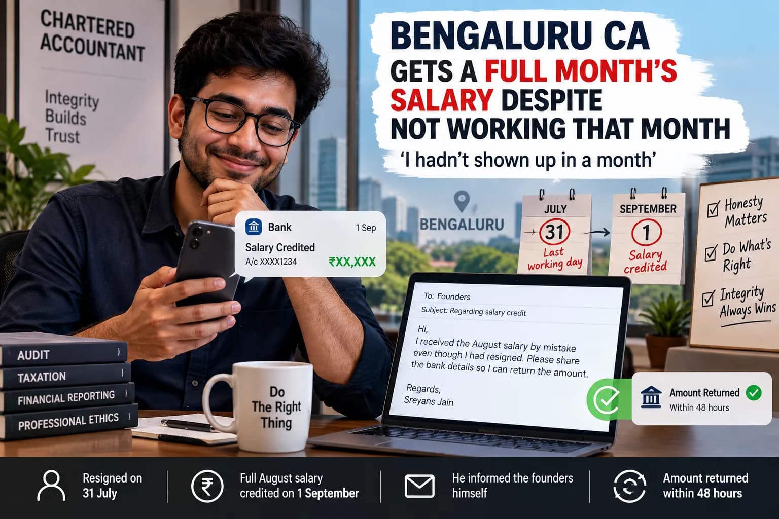 एक महीने पहले छोड़ चुके थे नौकरी, फिर भी खाते में आई पूरी सैलरी; Bengaluru CA ने बताया आगे क्या किया