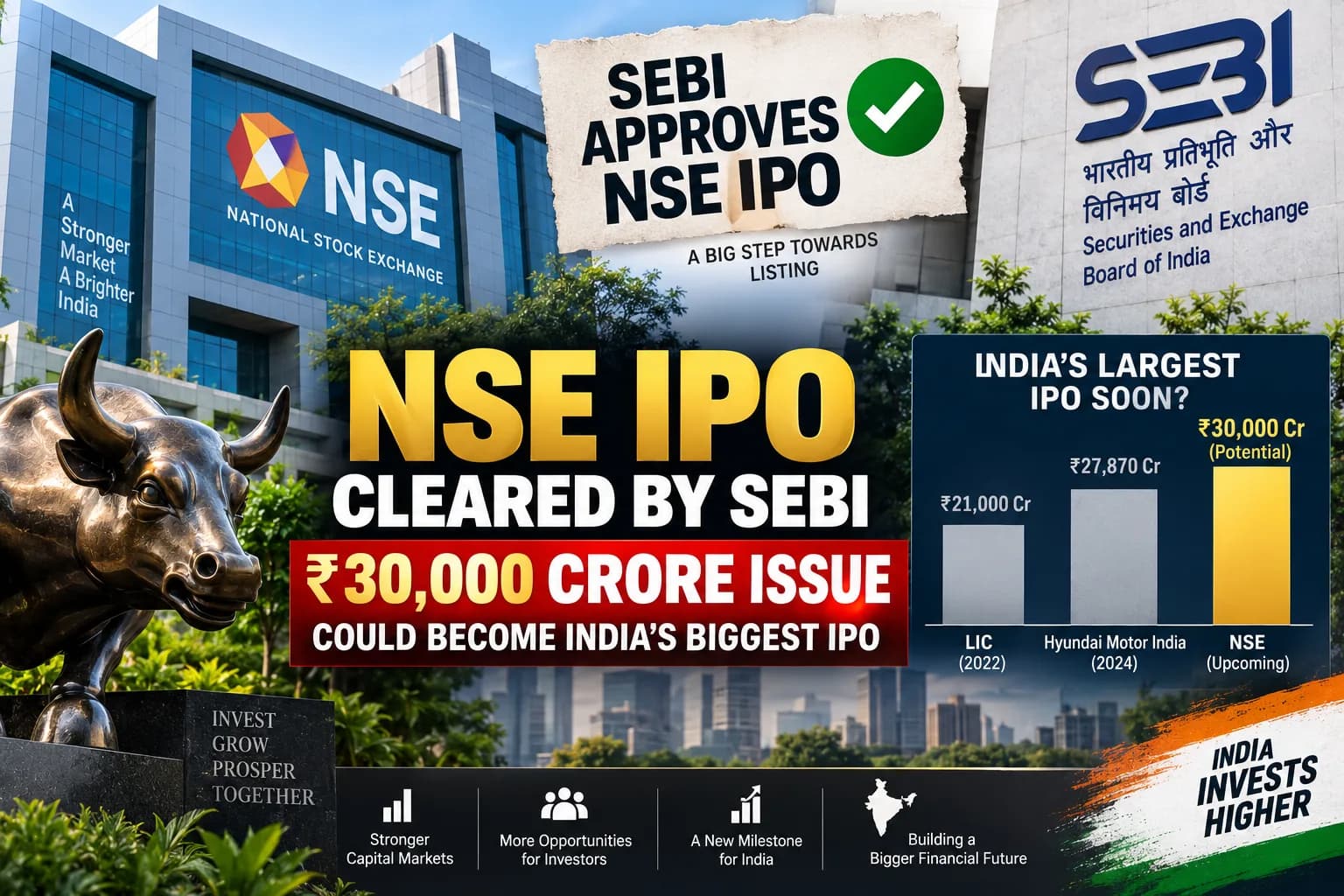 NSE IPO को SEBI की हरी झंडी, ₹30,000 करोड़ तक पहुंचा इश्यू तो टूट सकता है भारत का रिकॉर्ड