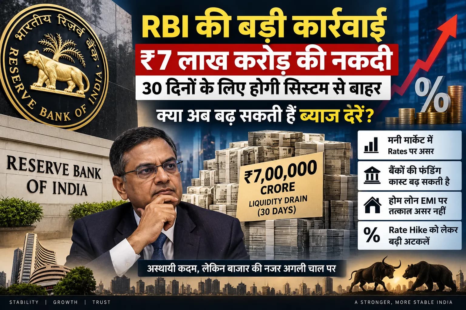 RBI 30 दिनों के लिए सोखेगा ₹7 लाख करोड़ की Liquidity, Rate Hike की अटकलें क्यों बढ़ीं?