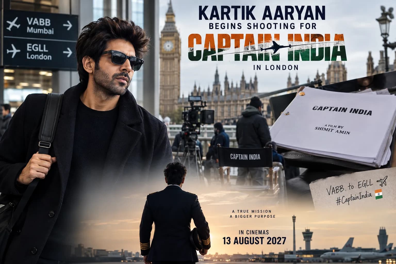 Kartik Aaryan ने शुरू की ‘Captain India’ की शूटिंग, लंदन पहुंचकर शेयर की पहली झलक