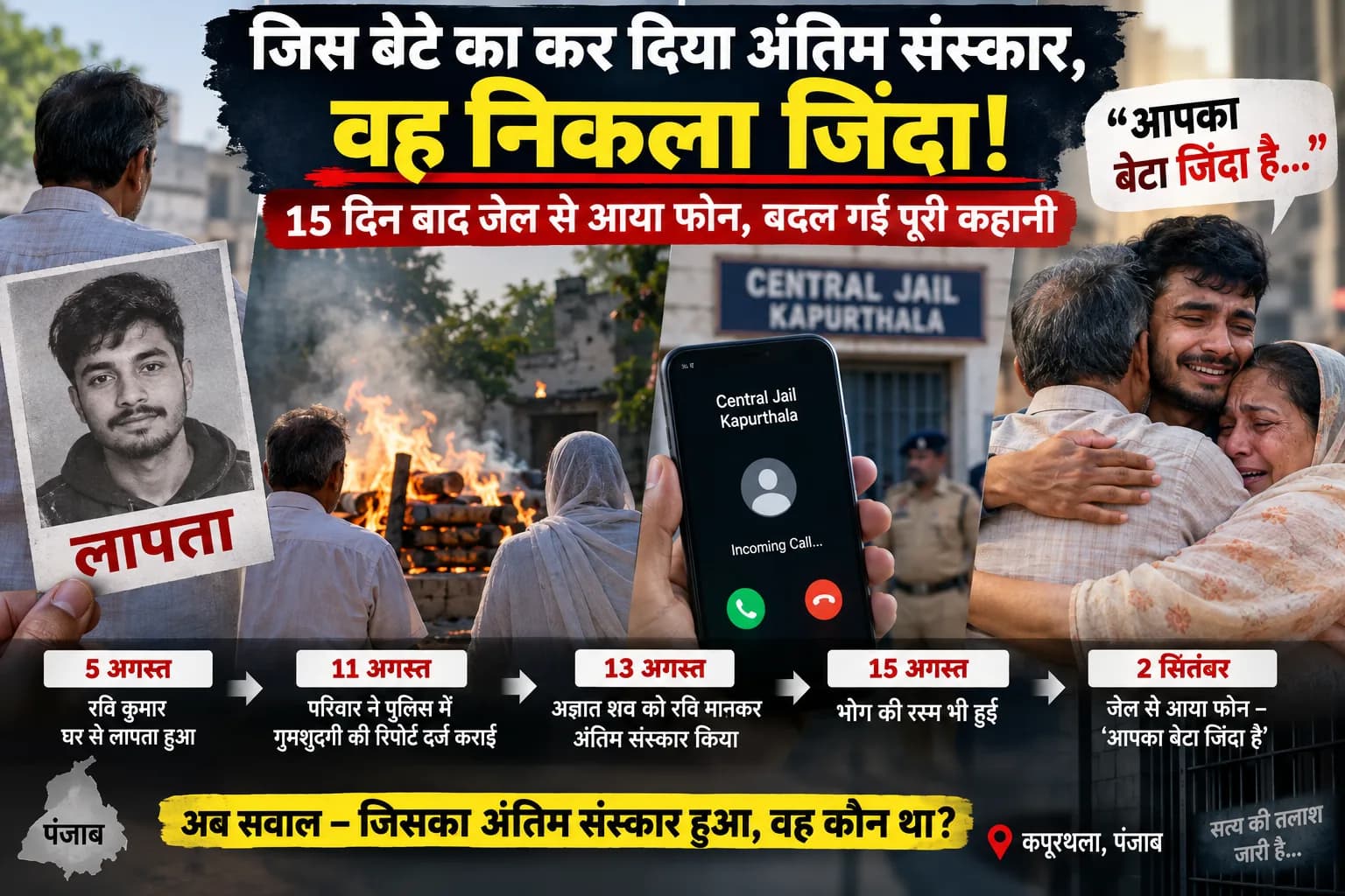 पंजाब में जिस बेटे का कर दिया अंतिम संस्कार, वह निकला जिंदा; जेल से आए फोन ने बदल दी पूरी कहानी