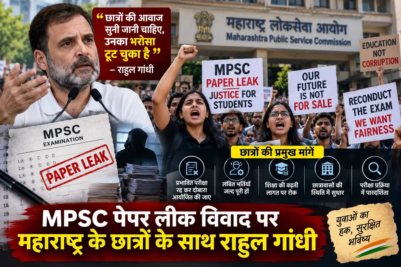 MPSC पेपर लीक विवाद: महाराष्ट्र के छात्रों के समर्थन में राहुल गांधी, बोले—‘भरोसा टूट चुका है’
