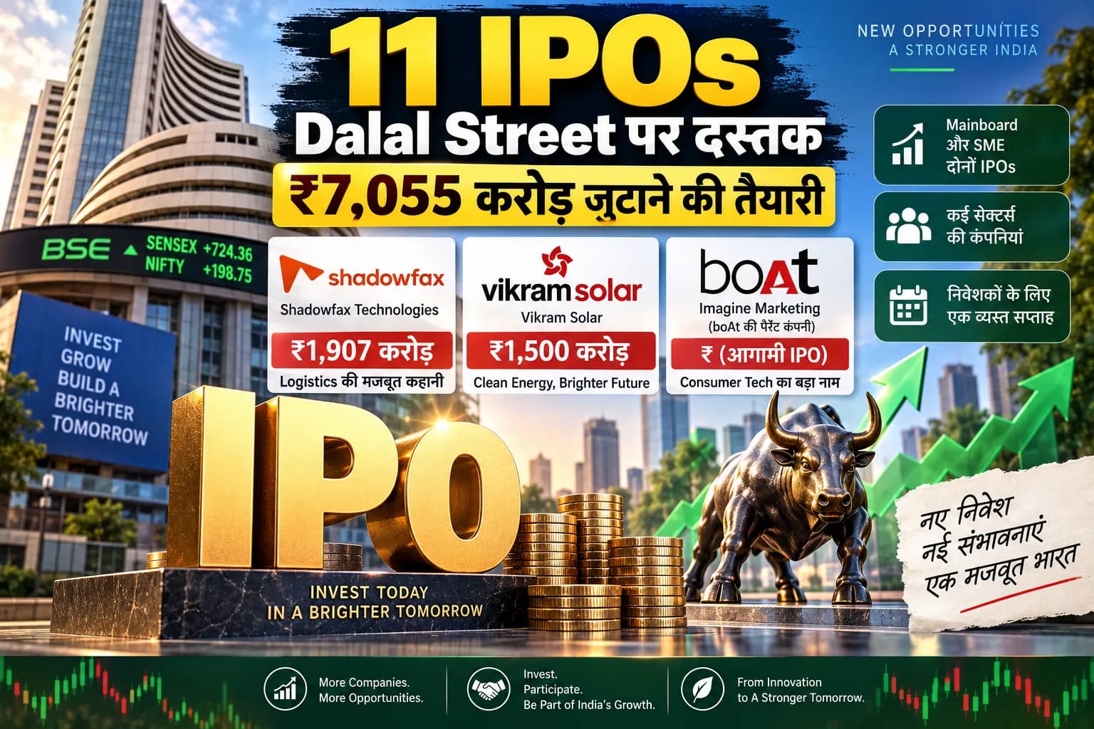 अगले हफ्ते खुलेंगे 11 IPO, दांव पर ₹7,055 करोड़; Vikram Solar से Shadowfax तक देखें पूरी लिस्ट