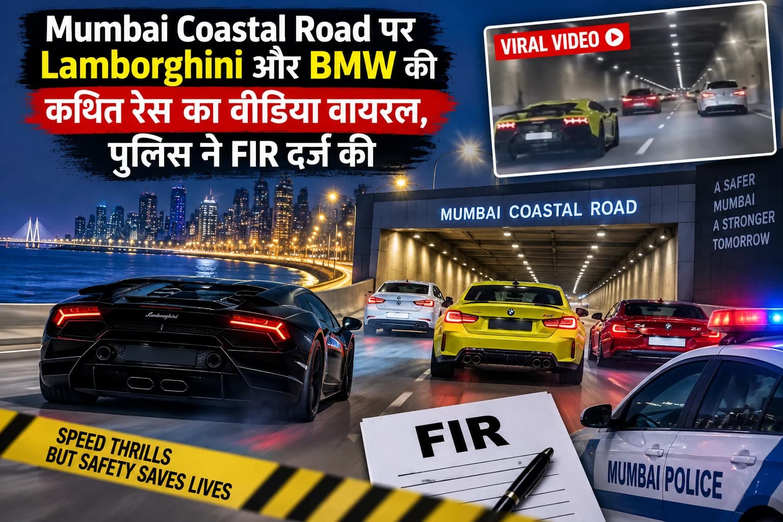 Mumbai Coastal Road पर Lamborghini-BMW की कथित रेस का वीडियो वायरल, FIR के बाद पुलिस का बड़ा एक्शन