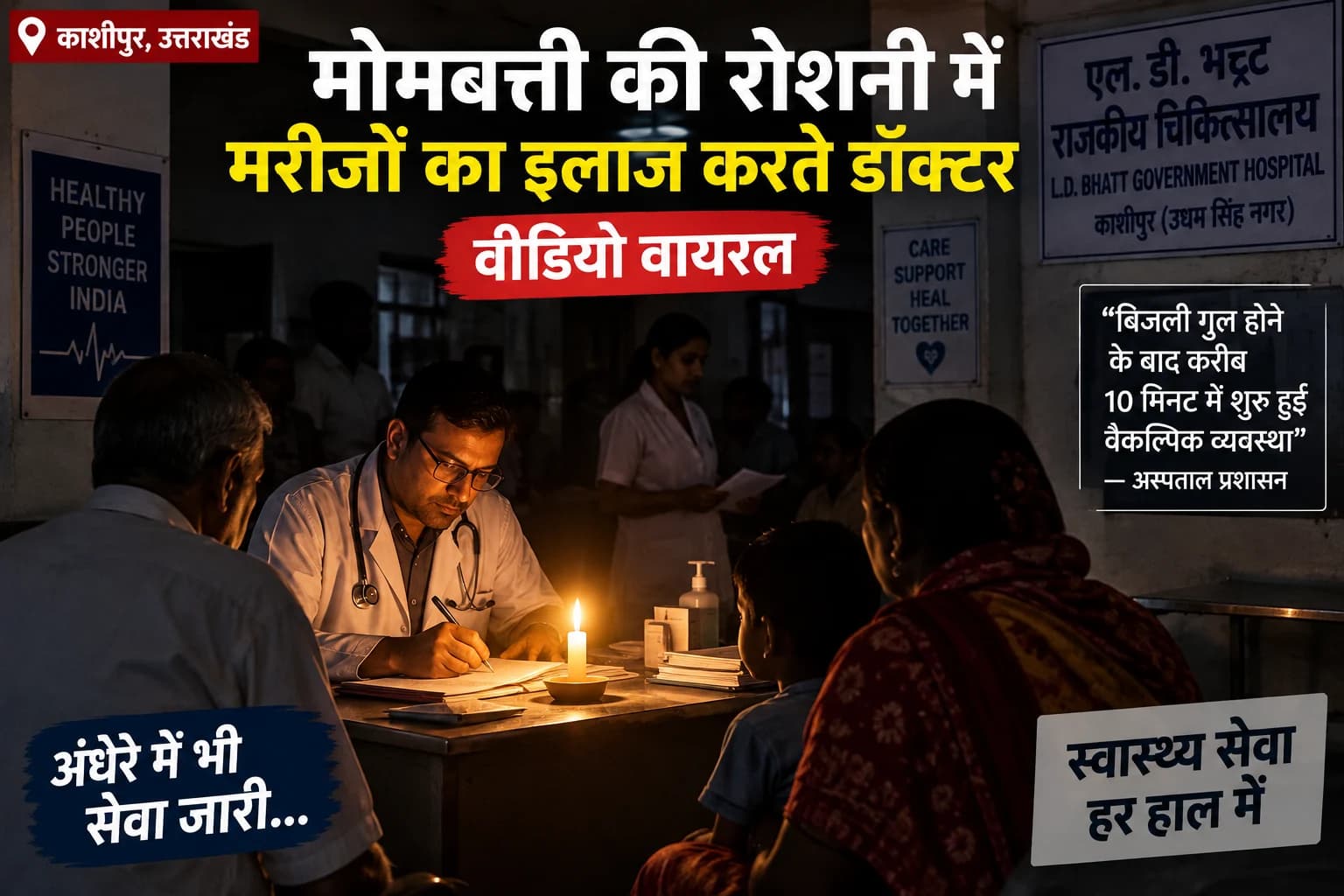सरकारी अस्पताल में मोमबत्ती की रोशनी में मरीज देखते रहे डॉक्टर, VIDEO वायरल होने के बाद प्रशासन ने दी सफाई