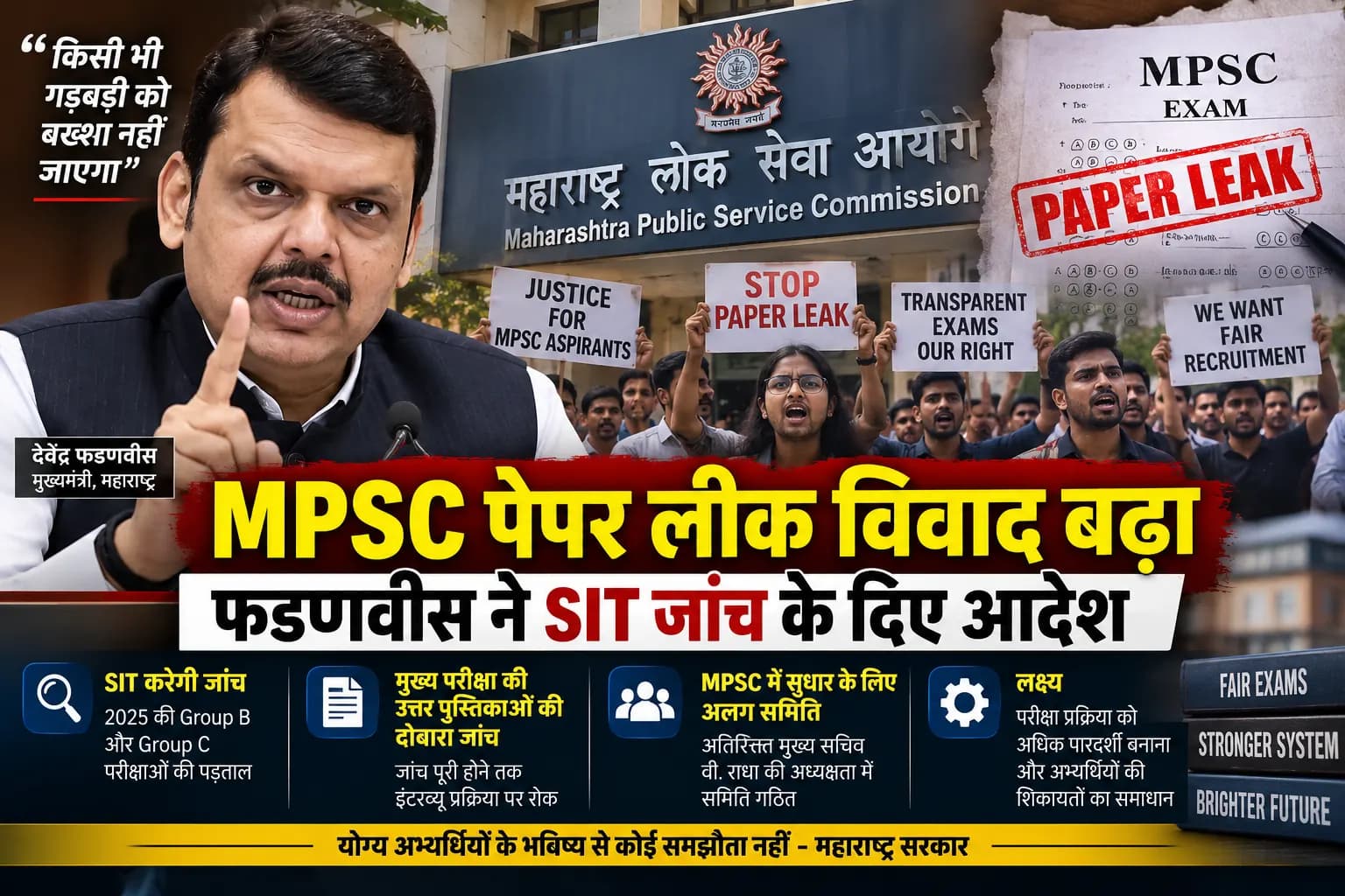 MPSC Paper Leak पर बड़ा फैसला: CM फडणवीस ने SIT जांच के दिए आदेश, परीक्षाओं की भी होगी पड़ताल