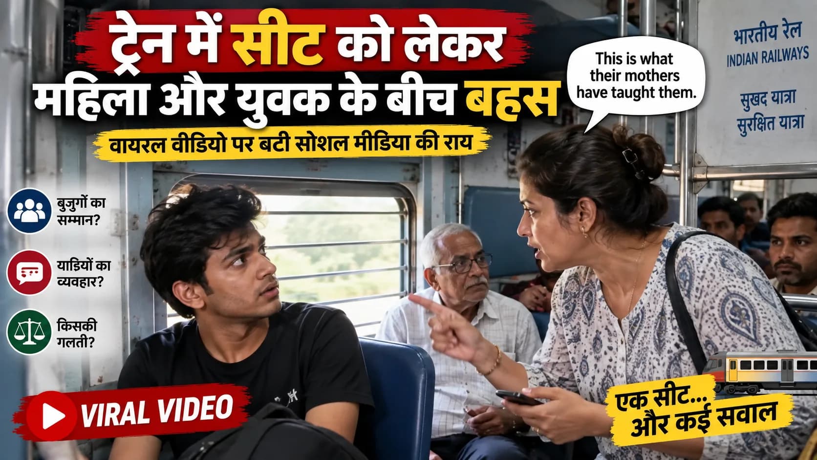ट्रेन में सीट को लेकर महिला और युवक के बीच बहस, वायरल वीडियो पर बंटी सोशल मीडिया की राय