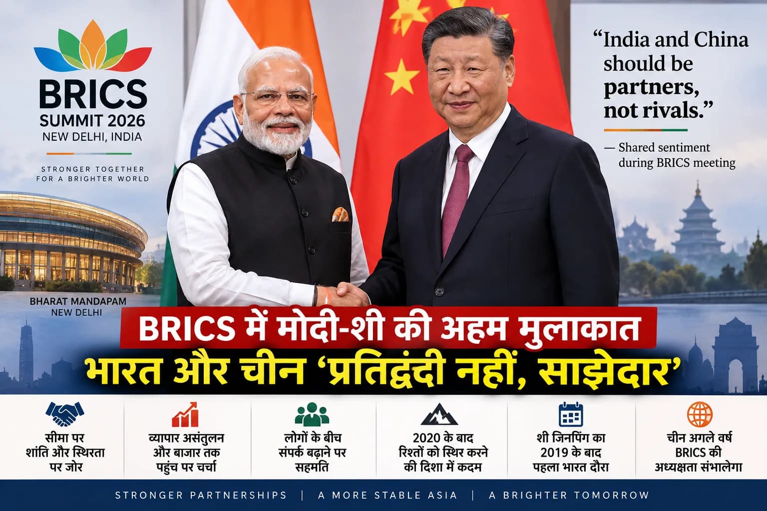 BRICS में मोदी-शी की अहम मुलाकात, संदेश साफ—भारत और चीन ‘Partners, Not Rivals’