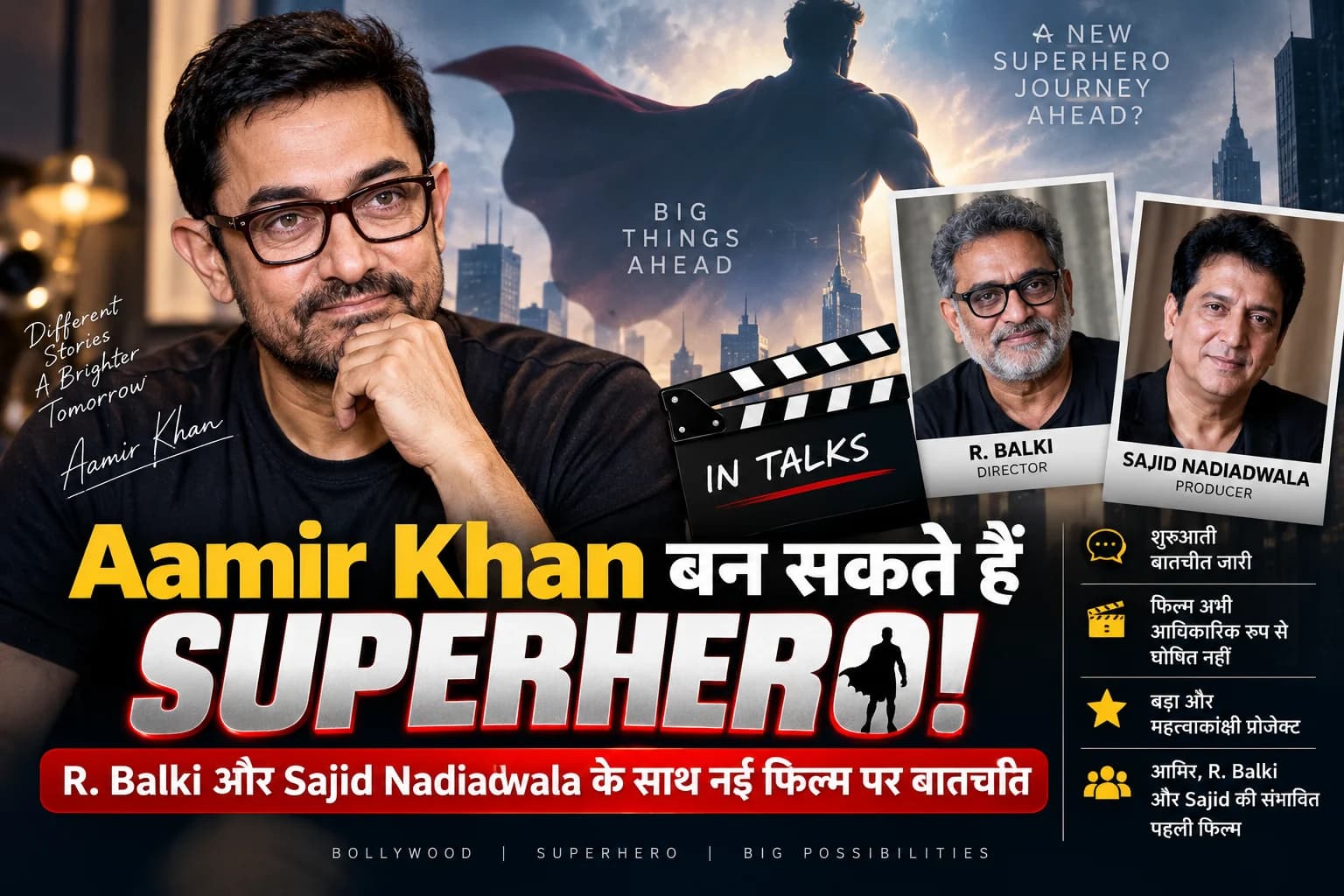 Aamir Khan अब बनेंगे Superhero? R. Balki और Sajid Nadiadwala के साथ बड़े प्रोजेक्ट पर बातचीत