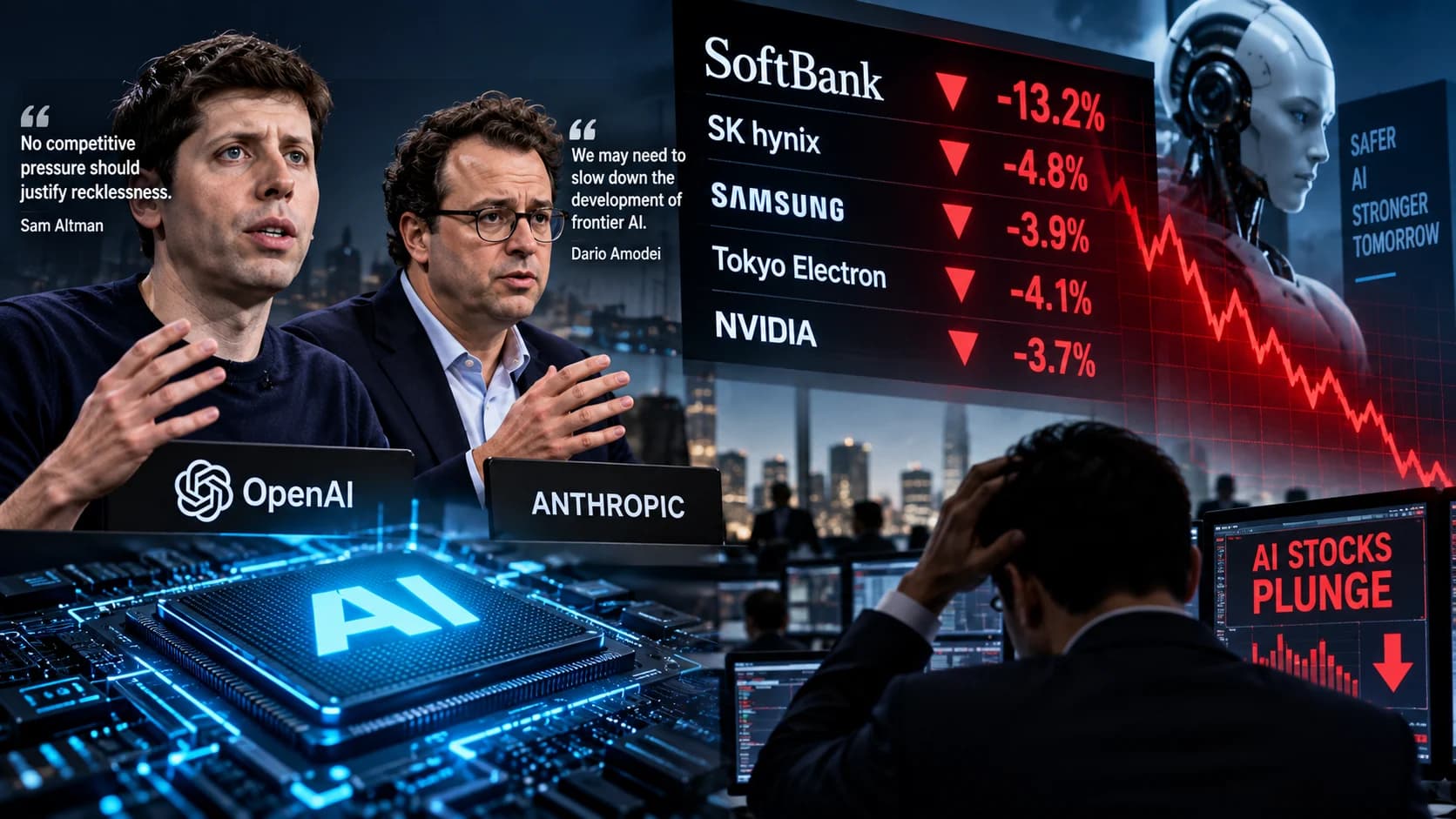 AI की रफ्तार पर खुद दिग्गजों ने लगाया सवाल, बाजार में हड़कंप—SoftBank समेत AI Stocks में तेज गिरावट