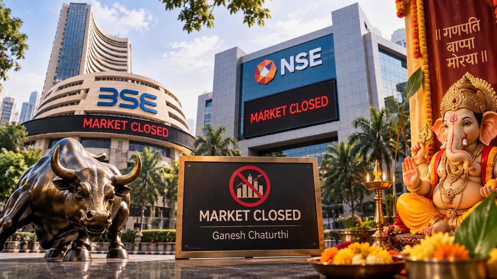Ganesh Chaturthi पर आज NSE-BSE बंद: शेयर बाजार कब खुलेगा और MCX में कब होगी ट्रेडिंग?