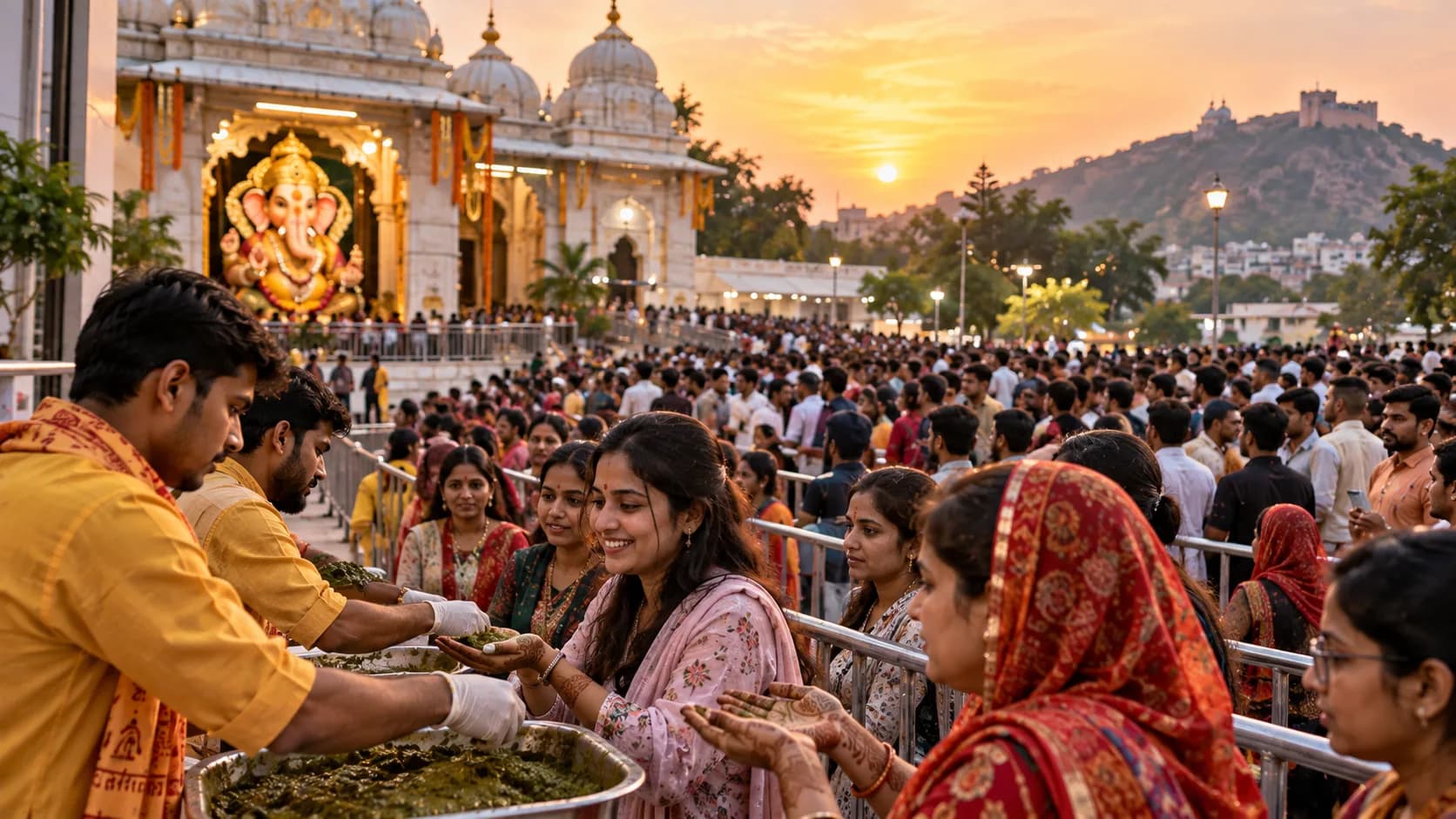 3,500 किलो मेहंदी 3 घंटे में खत्म: जयपुर के मोती डूंगरी मंदिर में क्यों उमड़ी लाखों की भीड़?