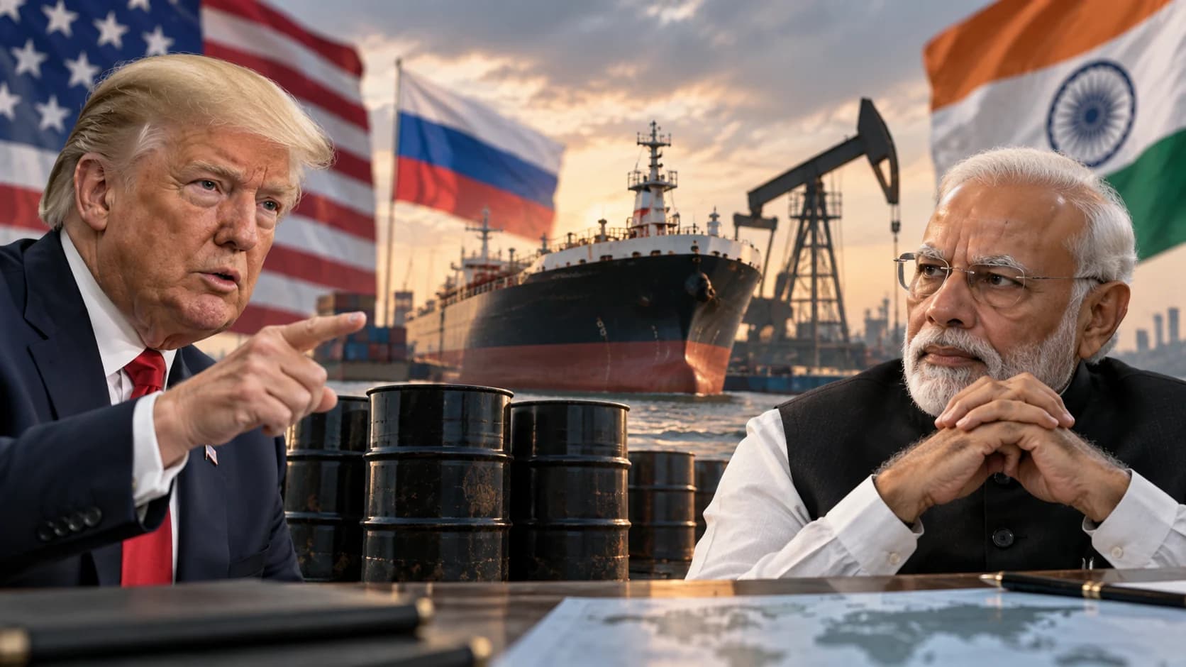 रूसी तेल पर अमेरिका का 100% Tariff Threat: भारत ने चेताया, रिश्तों और Energy Market पर पड़ सकता है असर