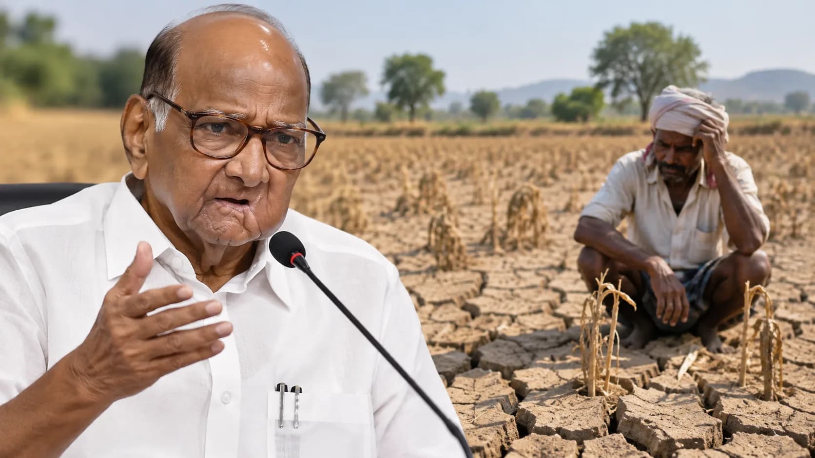 महाराष्ट्र में सूखे पर Sharad Pawar की बड़ी मांग: किसानों को ₹50,000 प्रति हेक्टेयर दें, CM Fadnavis को लिखा पत्र
