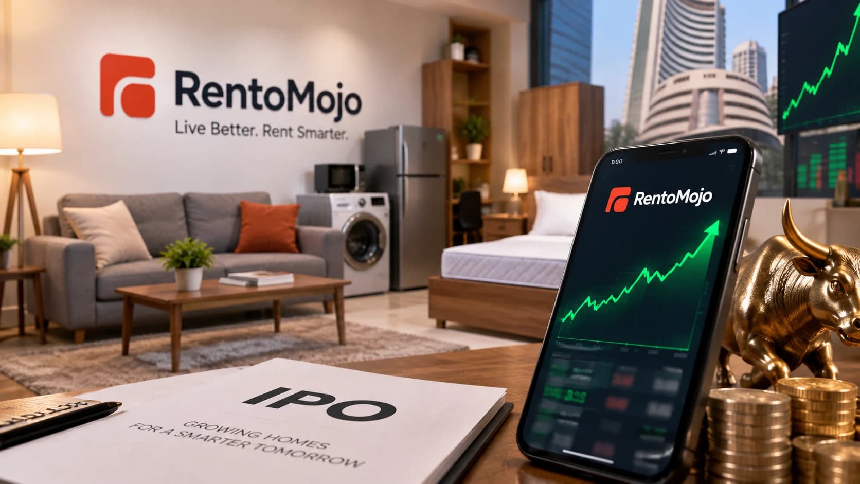 RentoMojo IPO की दमदार Listing: ₹404 का शेयर NSE पर ₹482.45 में खुला, पहले ही दिन 32% ऊपर बंद
