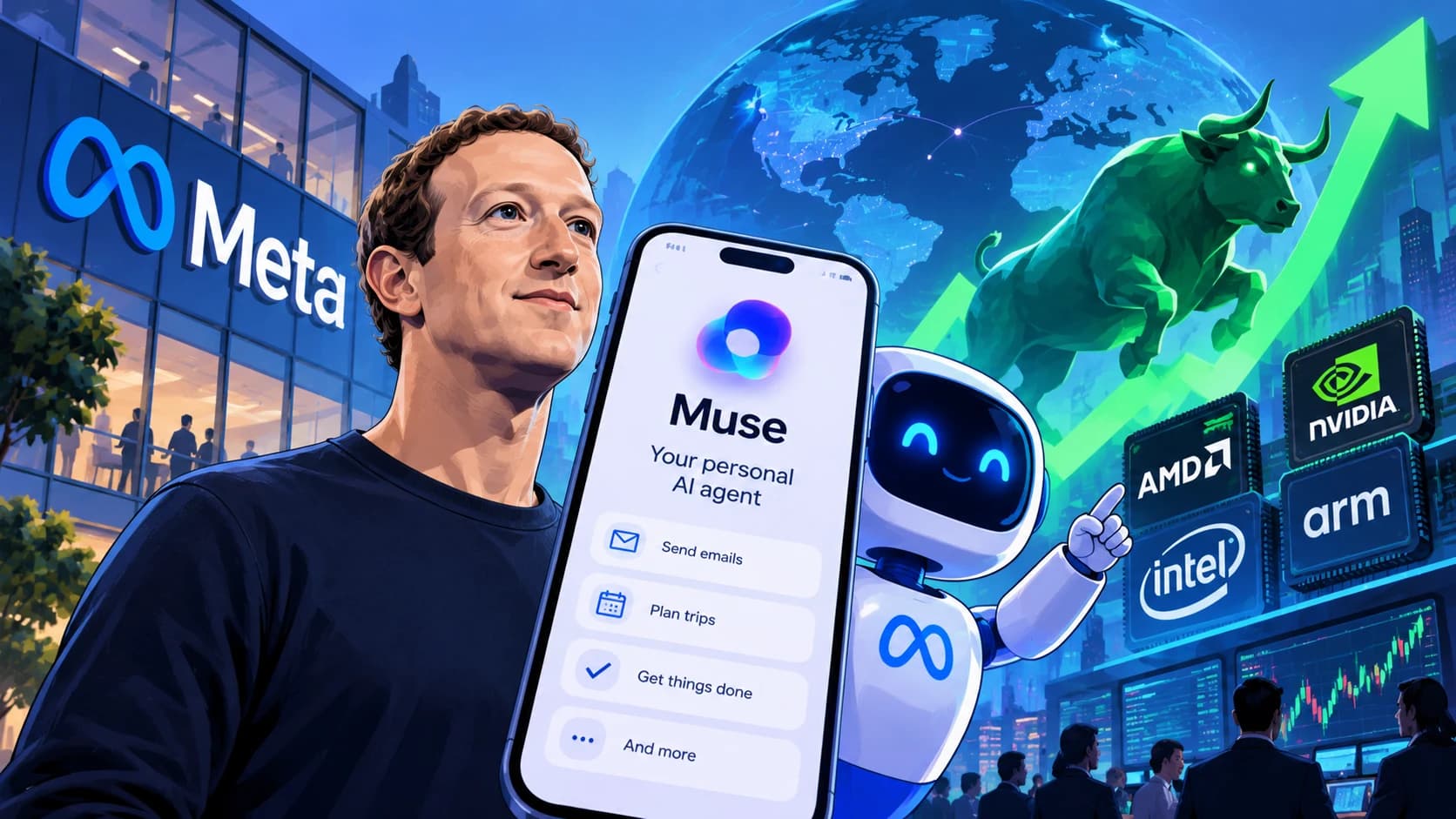 Meta Muse AI की मजबूत शुरुआत से लौटा AI Rally का जोश, Meta 11% उछला; Chip Stocks में भी तेजी