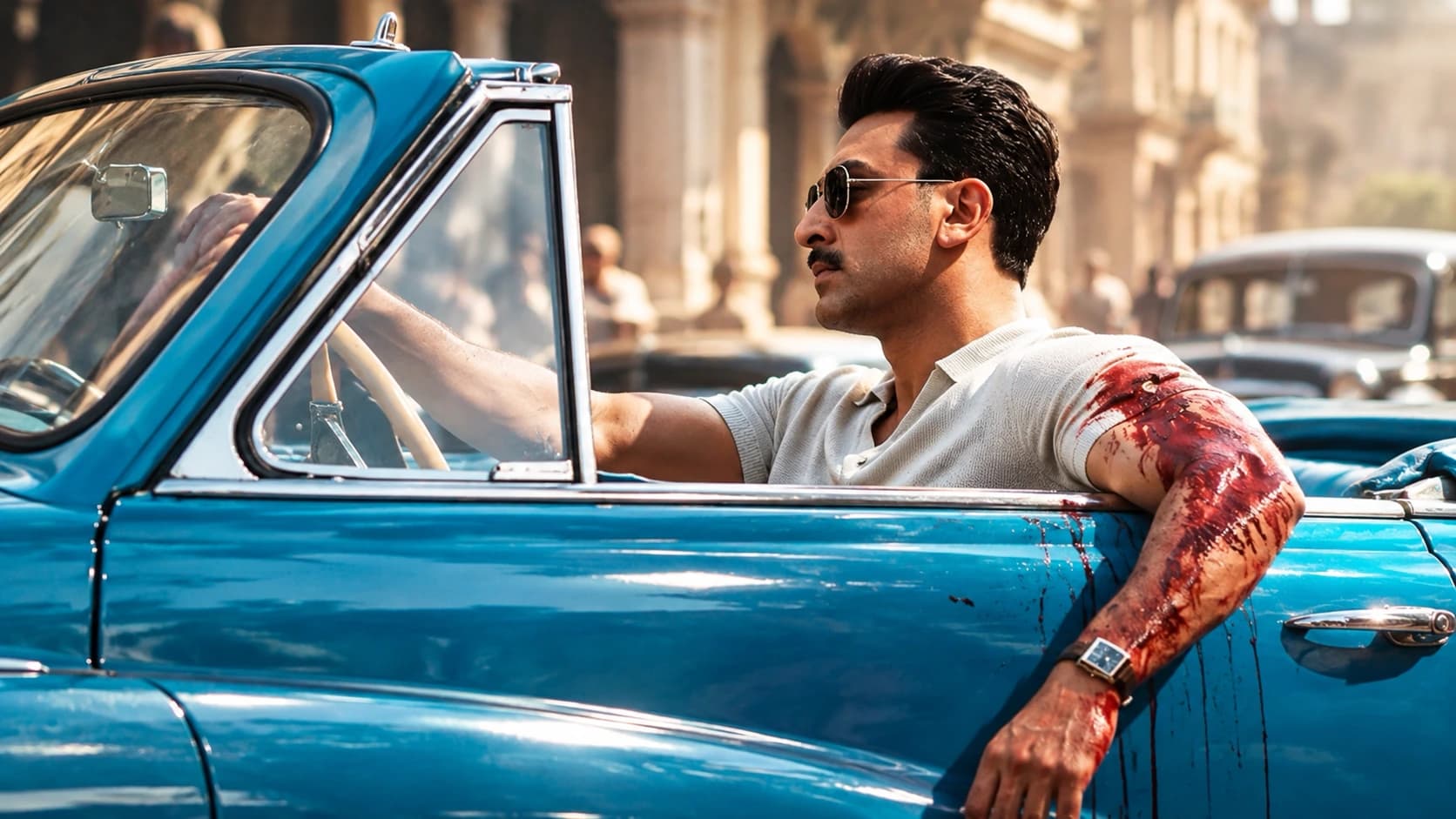 Love & War से Ranbir Kapoor का पहला लुक जारी, खून से सना हाथ और विंटेज कार ने खींचा ध्यान
