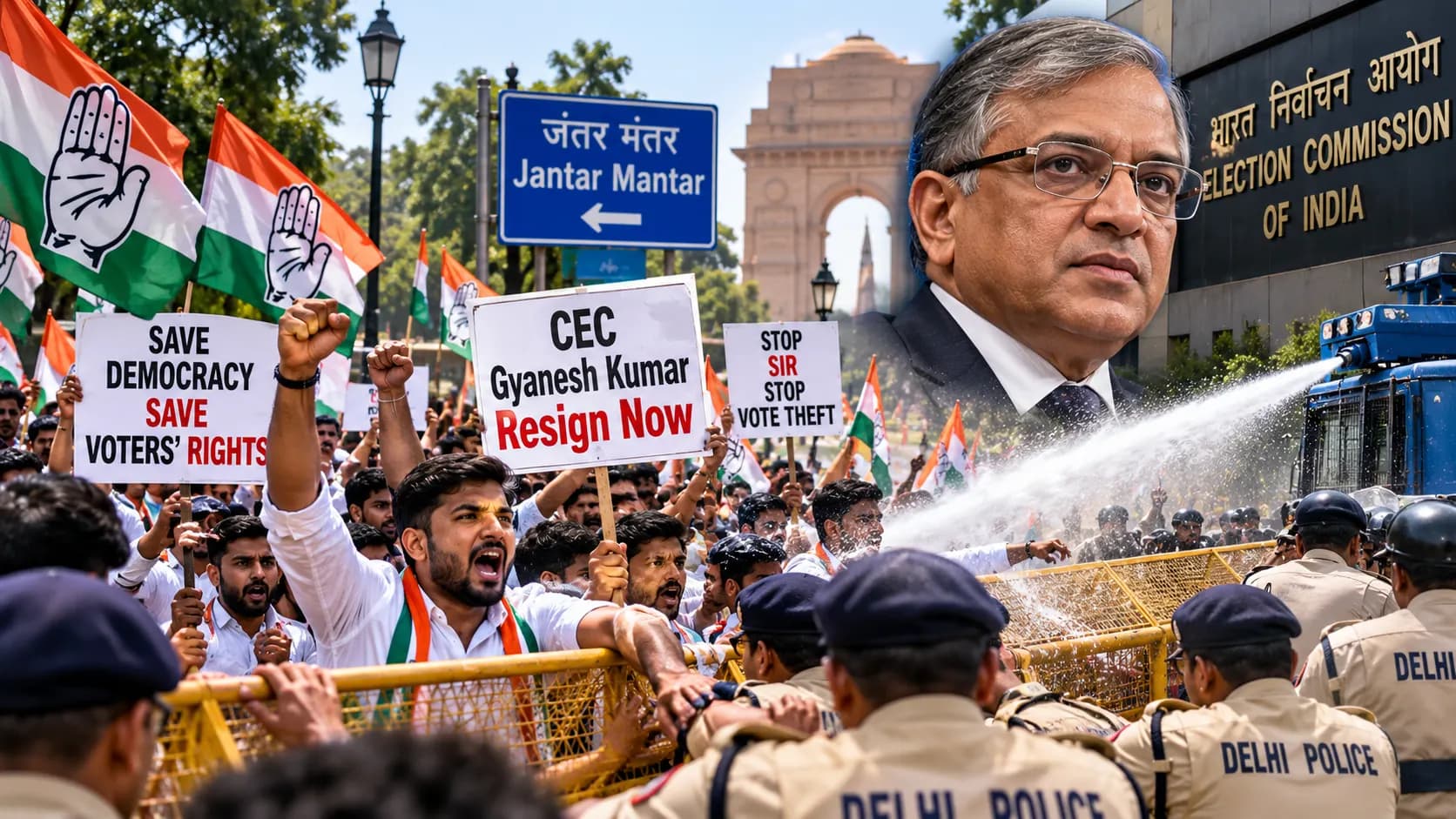 CEC Gyanesh Kumar के खिलाफ कई राज्यों में कांग्रेस का प्रदर्शन, IYC ने Jantar Mantar तक निकाला मार्च