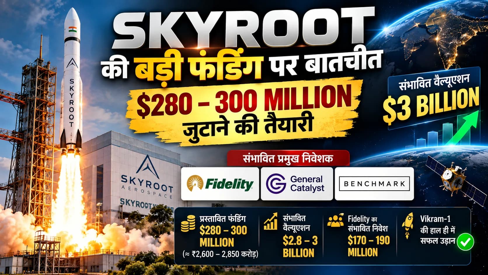 Skyroot की $300 मिलियन फंडिंग पर बड़ी बातचीत, चार महीने में वैल्यूएशन करीब तीन गुना होने की संभावना