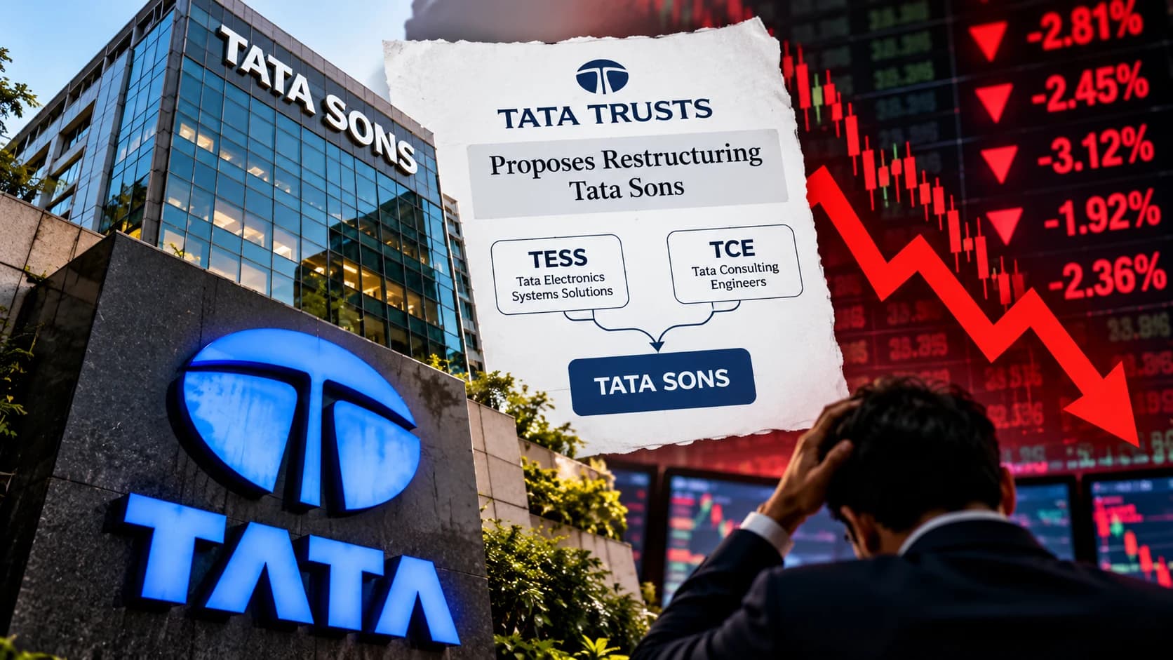 Tata Stocks में गिरावट: Tata Trusts के Tata Sons पुनर्गठन प्रस्ताव से बाजार में हलचल