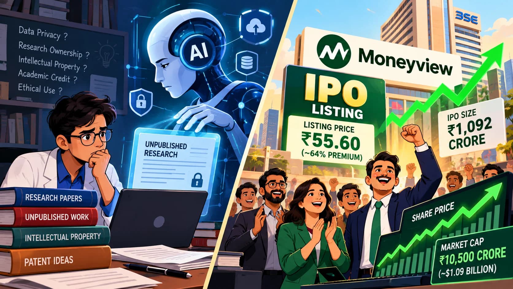 AI के बढ़ते इस्तेमाल पर शोधकर्ताओं की चिंता, उधर Moneyview की शेयर बाजार में धमाकेदार एंट्री