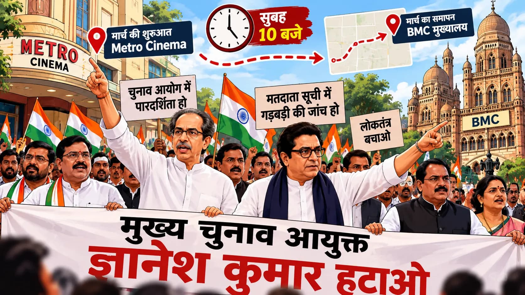 CEC ज्ञानेश कुमार के खिलाफ मुंबई में उद्धव-राज ठाकरे का संयुक्त मार्च, विपक्षी दलों का भी समर्थन