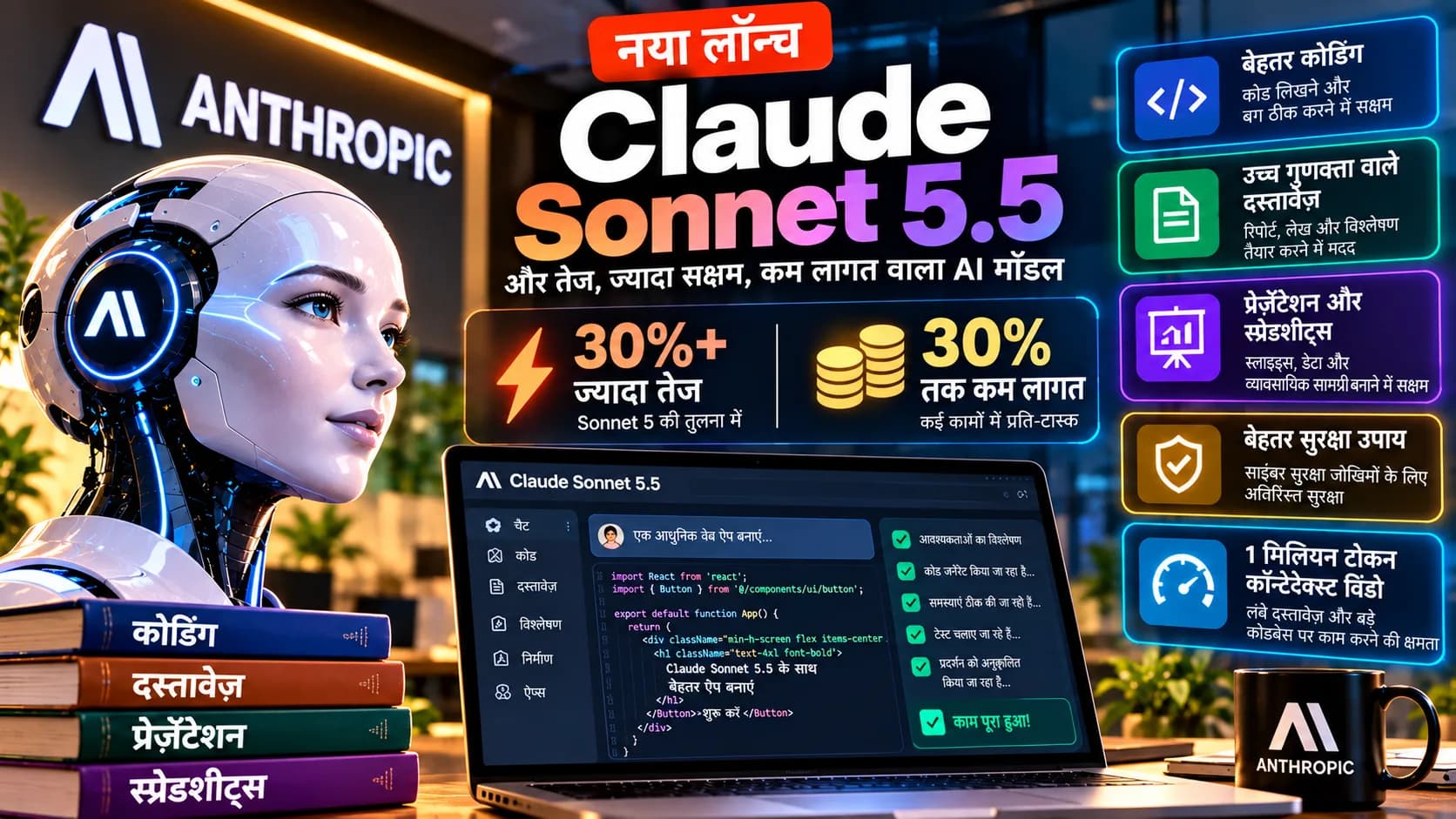 Anthropic ने Claude Sonnet 5.5 किया लॉन्च, 30%+ तेज AI मॉडल के साथ Coding और रोजमर्रा के काम पर फोकस