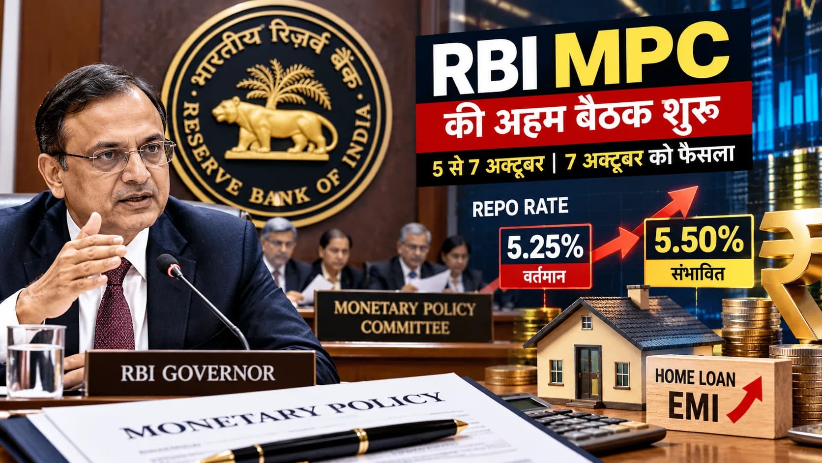 RBI MPC की अहम तीन दिवसीय बैठक शुरू, Repo Rate पर 7 अक्टूबर को फैसला; महंगे कच्चे तेल और महंगाई पर नजर