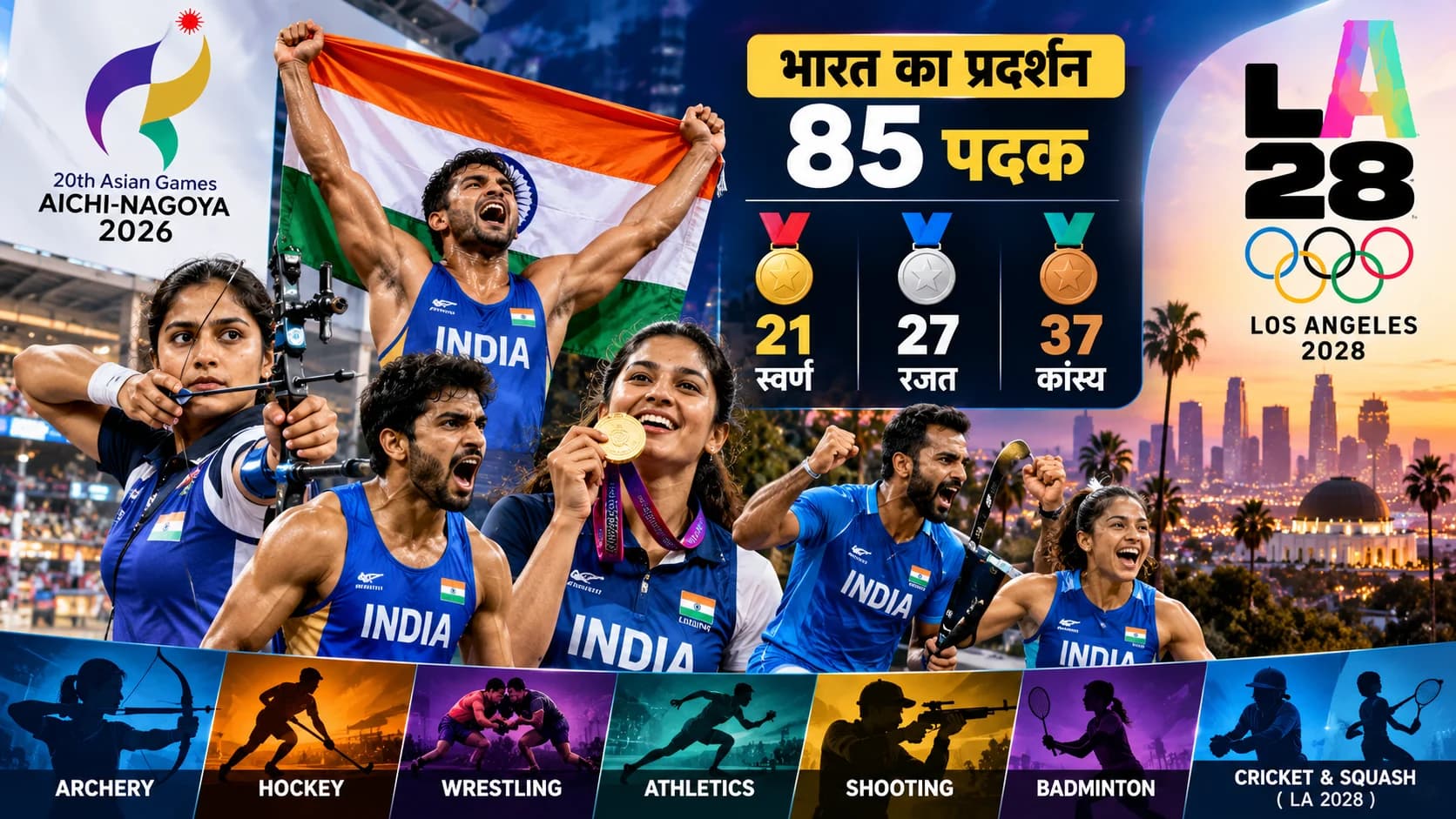 Asian Games में 85 पदक के बाद अब LA 2028 पर नजर: भारत को मिली उम्मीद भी, कई कमजोरियां भी आईं सामने