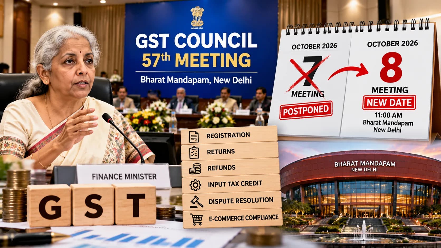 57वीं GST Council Meeting फिर टली: अब 8 अक्टूबर को होगी बैठक, Registration से Refund तक बड़े सुधारों पर नजर