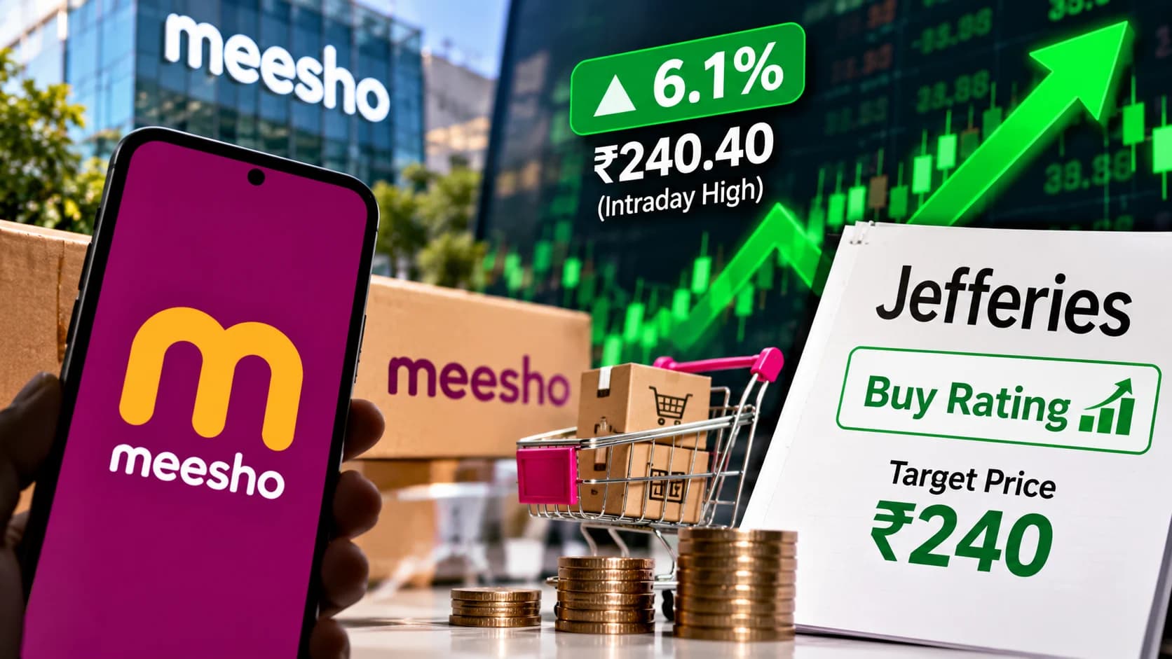 Jefferies की ‘Buy’ Rating के बाद Meesho में 6% से ज्यादा उछाल, ₹240 के Target को भी छुआ