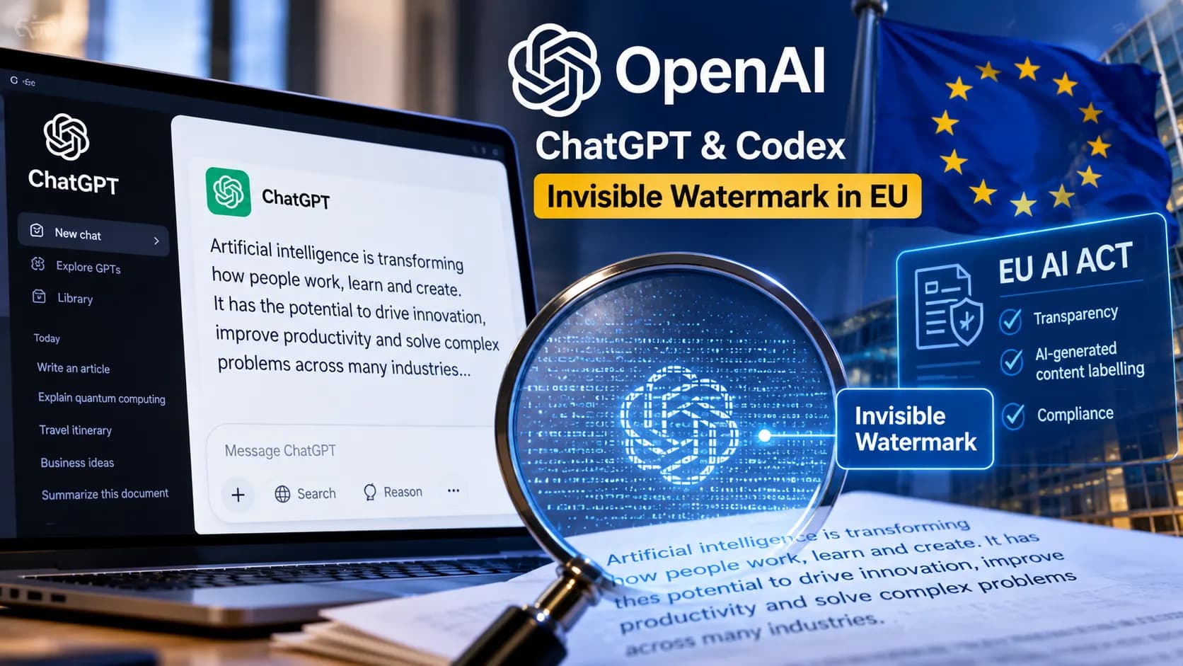 ChatGPT और Codex के Text में Invisible Watermark जोड़ेगा OpenAI, EU में पहले होगा लागू
