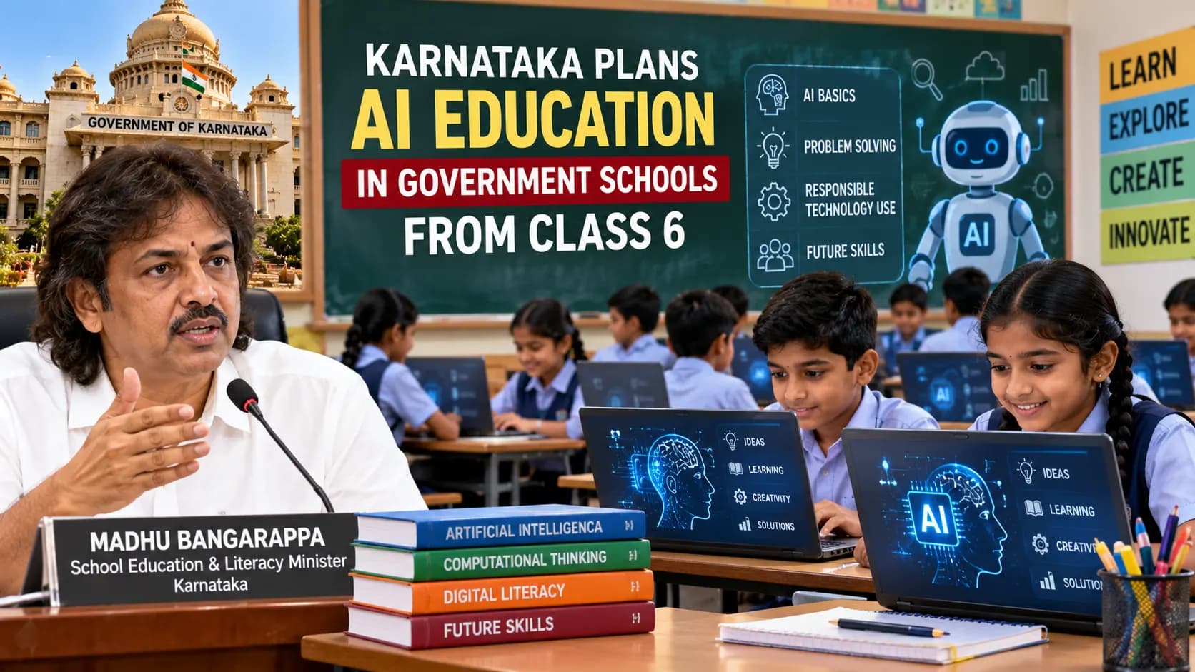 Karnataka के सरकारी स्कूलों में Class 6 से AI Education की तैयारी, Students को कम उम्र से मिलेगी Future-Tech की समझ