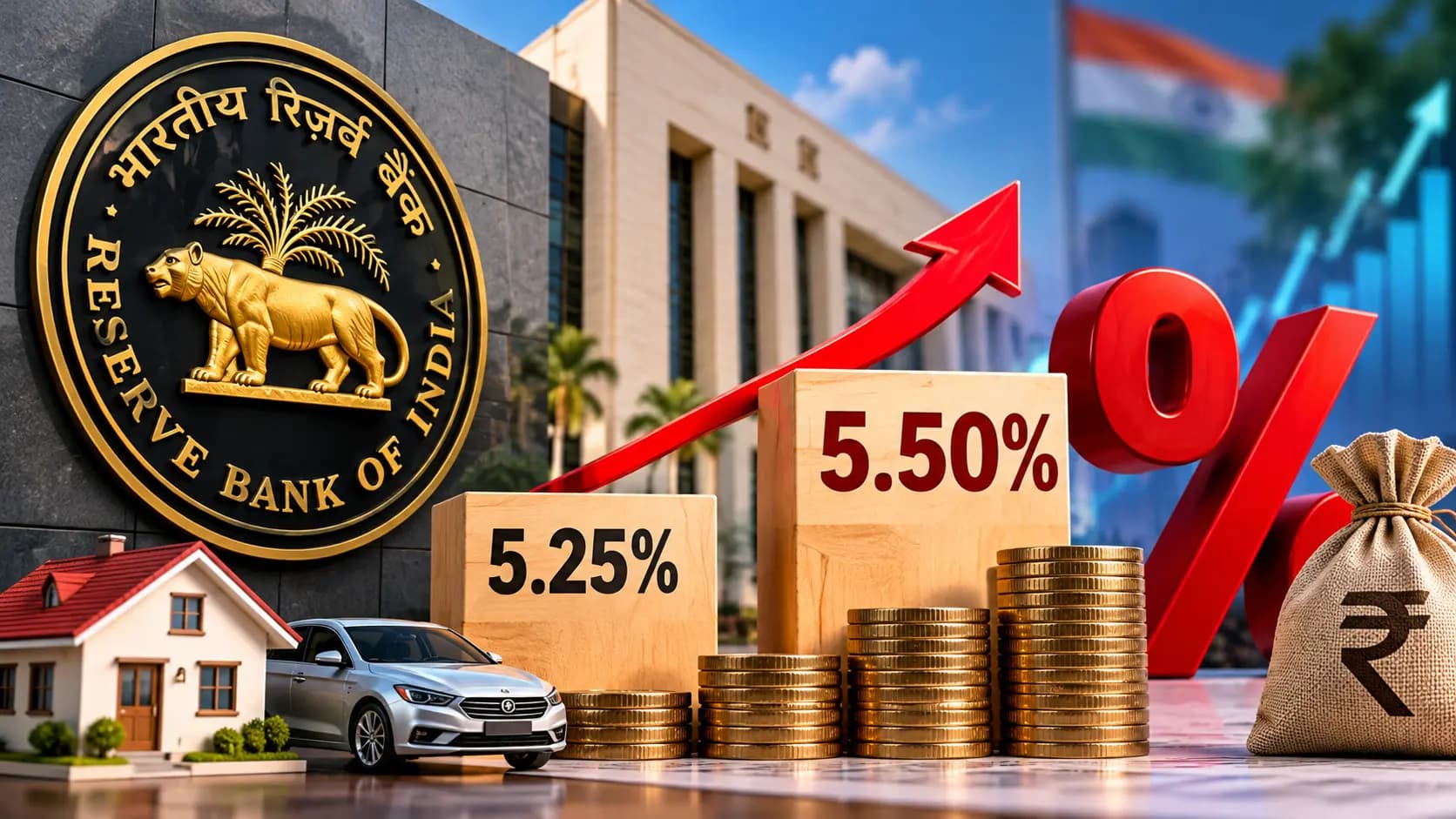 RBI ने REPO RATE बढ़ाकर कर दिया 5.50 %, बैंकों ने बधाई ब्याजदर, अब होम लोन, CAR लोन और EMI पर समान लेना पड़ेगा महंगा।