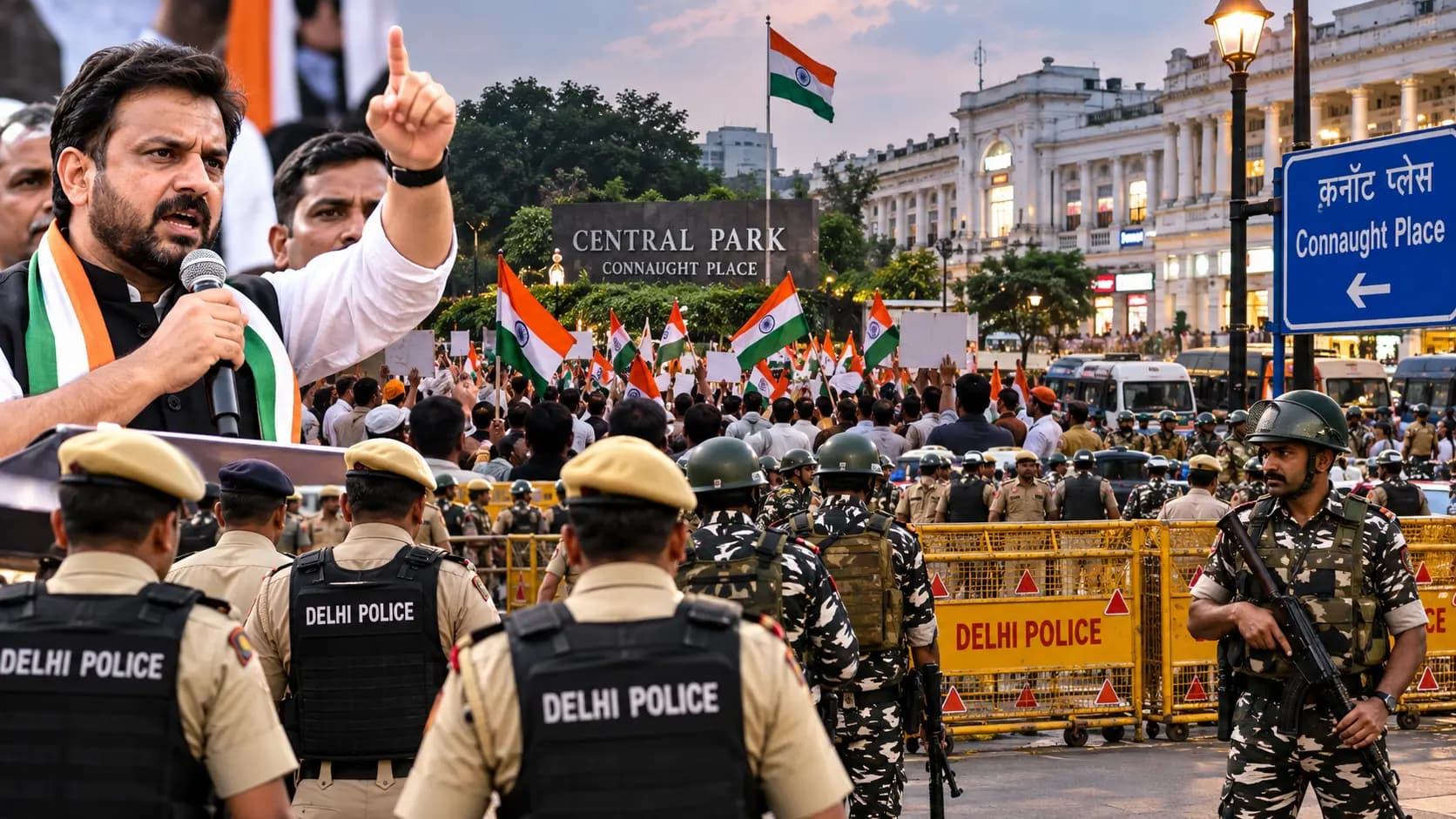दिल्ली मे 32,000 से ज्यादा पुलिस कर्मी तैनात: चुनिंदा लोगों को मिलेगी तिरंगा मार्च करने की अनुमति।