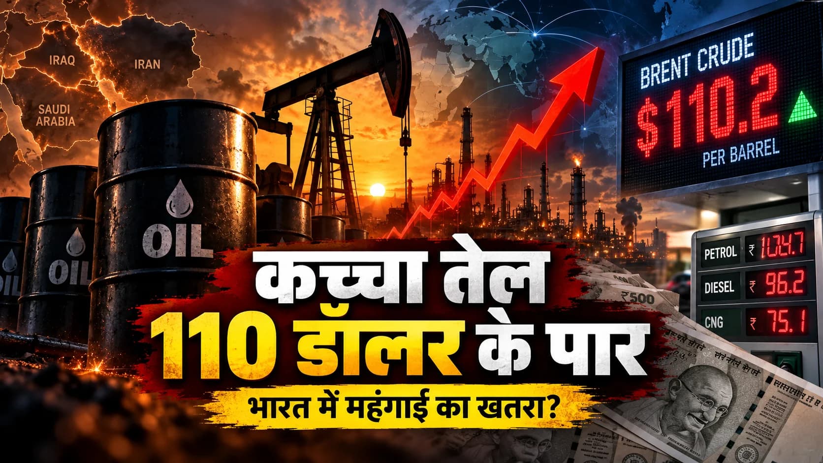 ब्रेंट क्रूड 110 डॉलर के पार, पश्चिम एशिया में बढ़ते तनाव से तेल बाजार में हलचल; भारत में महंगाई बढ़ने की आशंका