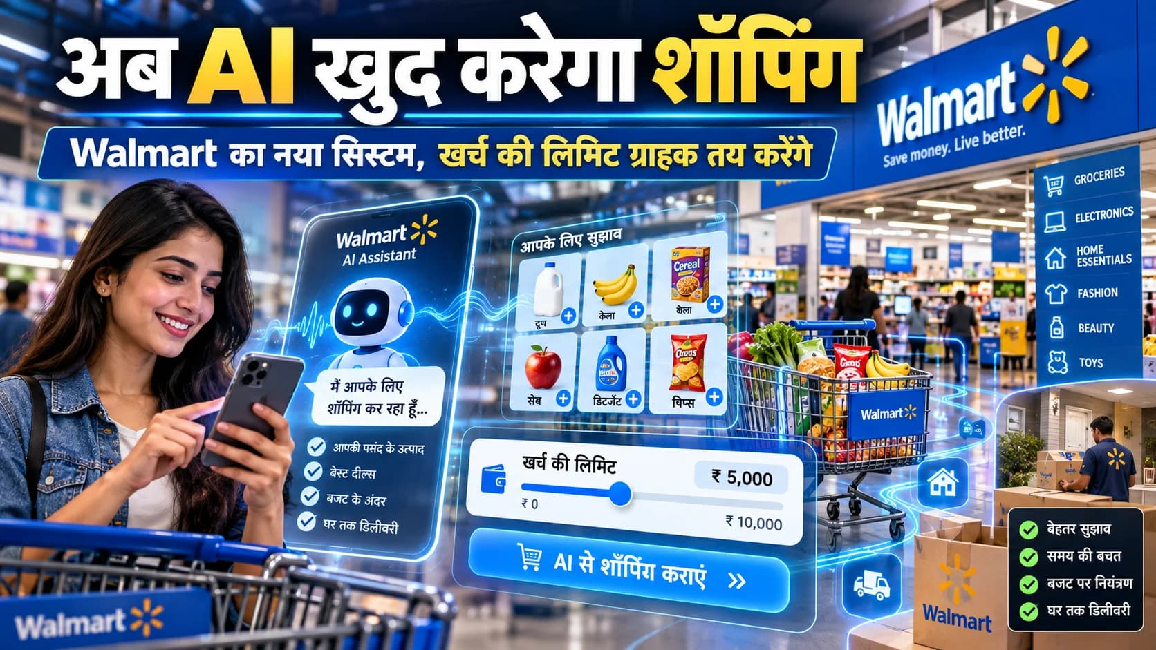 ऑनलाइन शॉपिंग में बड़ा बदलाव: Walmart के नए AI एजेंट खुद खरीदेंगे सामान, ग्राहक के हाथ में रहेगा खर्च का पूरा कंट्रोल
