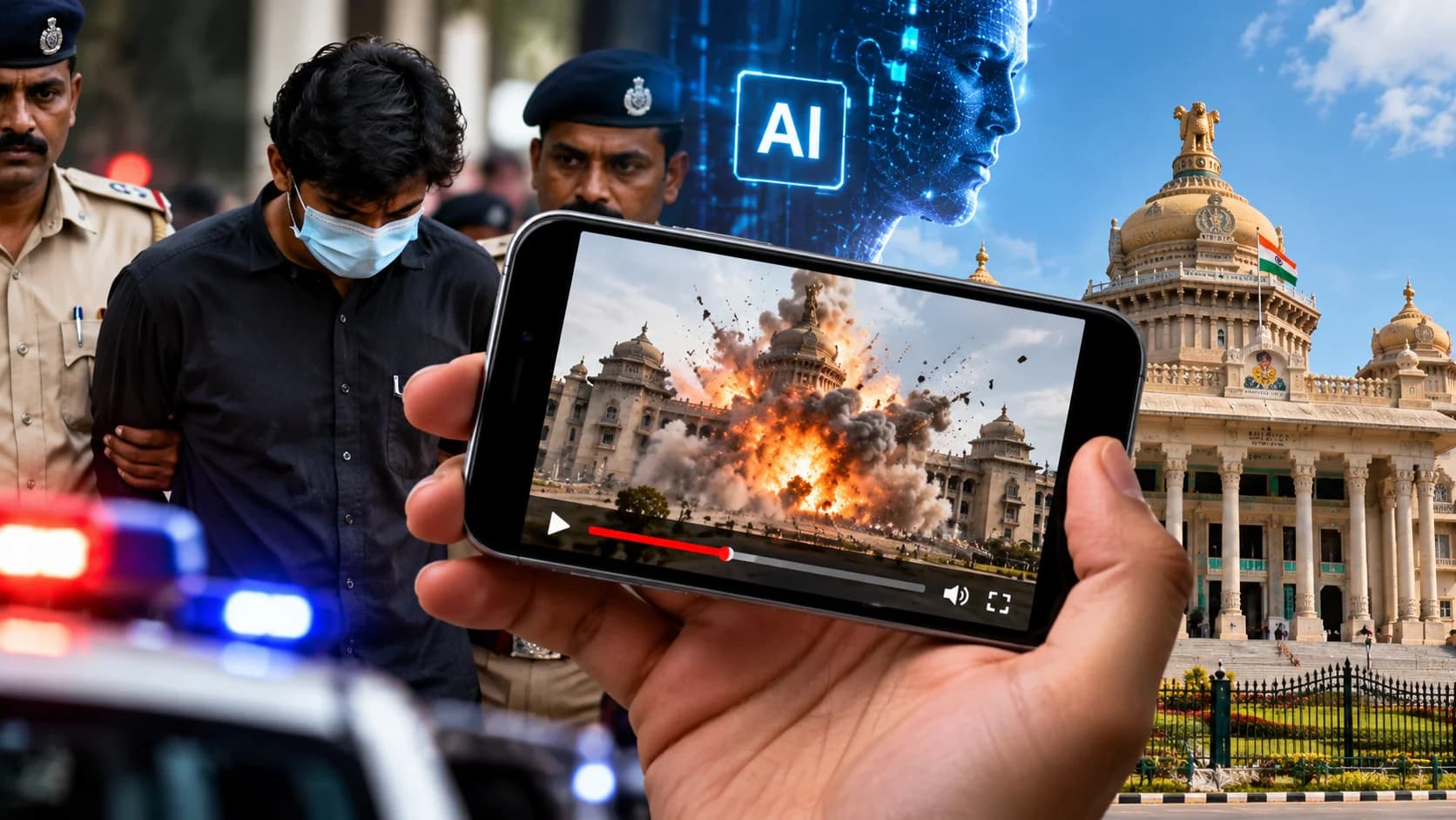 AI से उड़ाई कर्नाटक विधानसभा की इमारत, वायरल वीडियो ने बढ़ाई पुलिस की चिंता; बिहार का 25 वर्षीय युवक गिरफ्तार