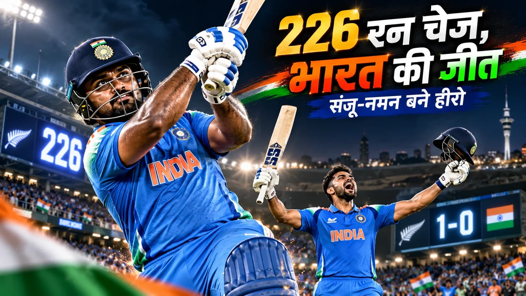 IND vs NZ: न्यूजीलैंड में टीम इंडिया ने रचा इतिहास, 226 रन का लक्ष्य किया हासिल; संजू सैमसन और नमन धीर की तूफानी बल्लेबाजी से भारत की रोमांचक जीत