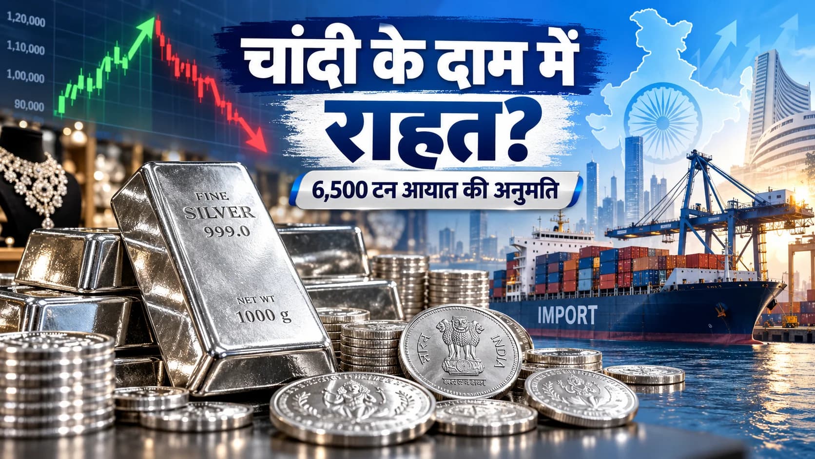 भारत में 6,500 टन चांदी आयात की चर्चा: सप्लाई बढ़ने से कीमतों को राहत की उम्मीद, जानें बाजार पर असर
