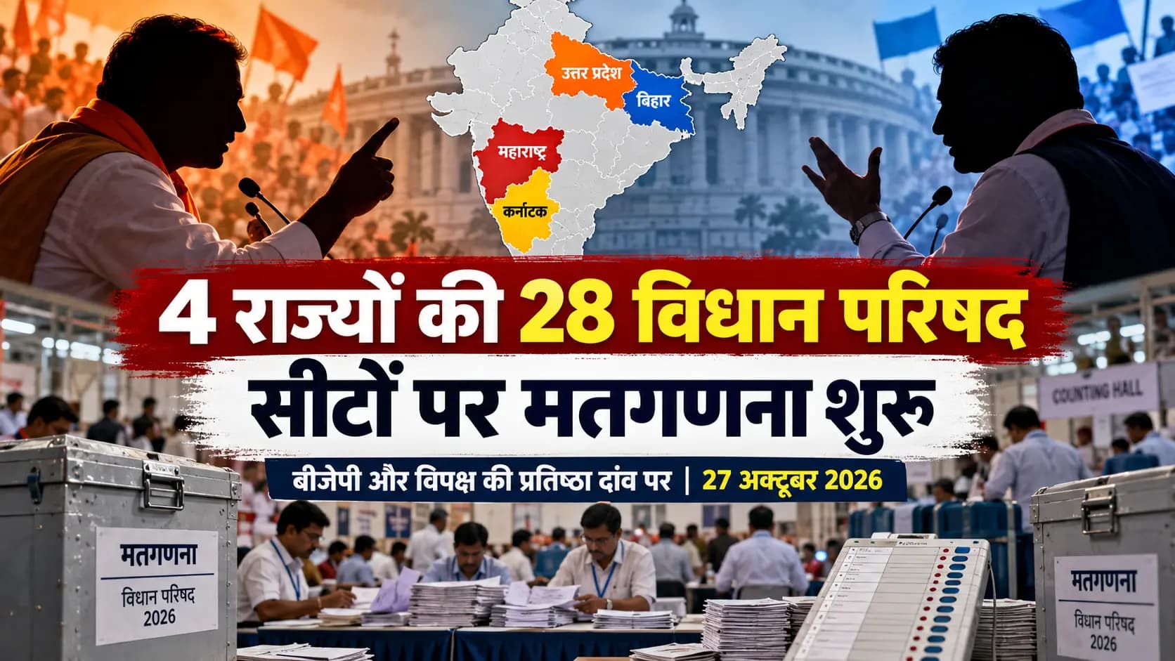 चार राज्यों की 28 विधान परिषद सीटों पर मतगणना शुरू, बीजेपी और विपक्ष के लिए बड़ी सियासी परीक्षा