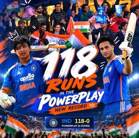 6 ओवर में 118 रन! अभिषेक शर्मा और वैभव सूर्यवंशी ने तोड़ा विश्व रिकॉर्ड, न्यूजीलैंड में टीम इंडिया का ऐतिहासिक धमाका