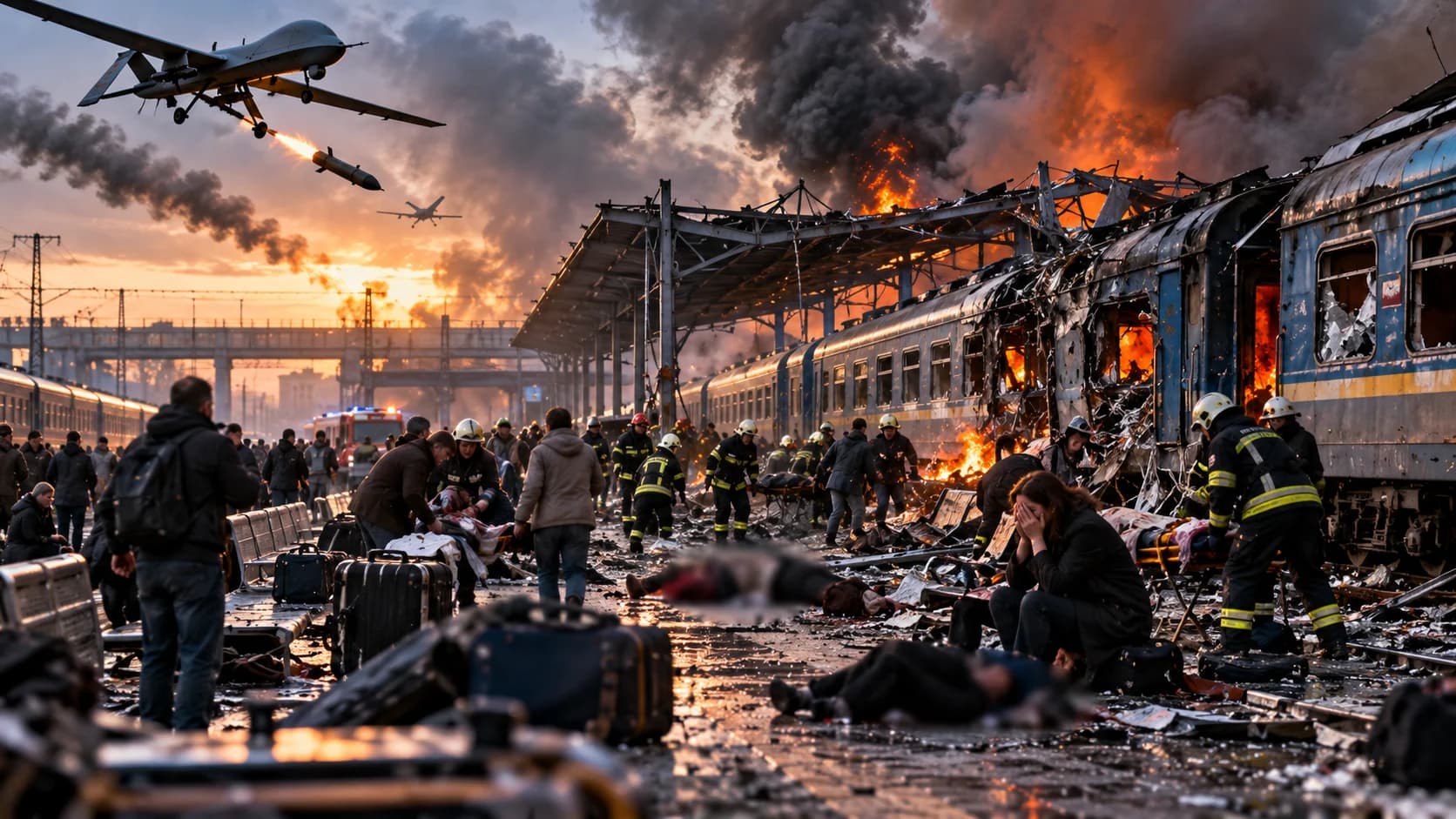 Ukraine War: यूक्रेन के Dnipro रेलवे स्टेशन पर रूसी ड्रोन हमला, 14 लोगों की मौत; देशभर में 20 की गई जान ।
