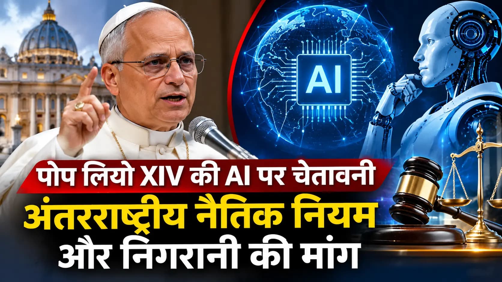 पोप लियो XIV की AI पर बड़ी चेतावनी, बोले- तकनीक के लिए बनें अंतरराष्ट्रीय नैतिक नियम, इंसानी निगरानी जरूरी।